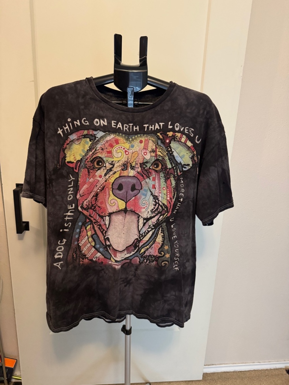 3Dtees Black Multicolor Graphic Dog Tee size 2XL